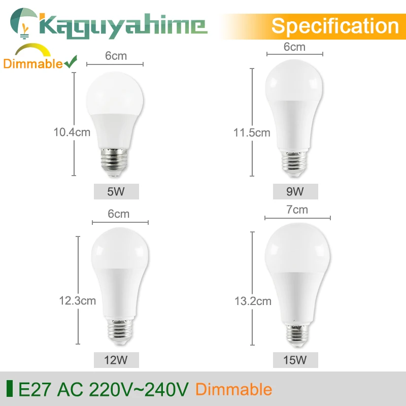 Светодиодный светильник Kaguyahime с регулируемой яркостью E27 E14 220 В 3 Вт ~ 20 5 7 9 12 15