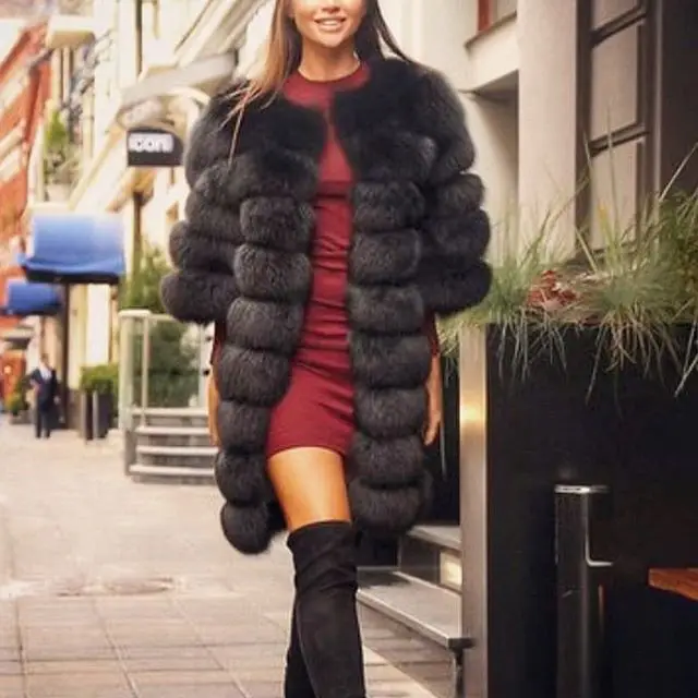 Dark gray Новинка 2018Women's, пальто из натурального Лисьего меха, съемная меховая куртка, многофункциональная одежда, три в одном, теплая модная повседневная одежда, европейский стиль - Цвет: Dark gray