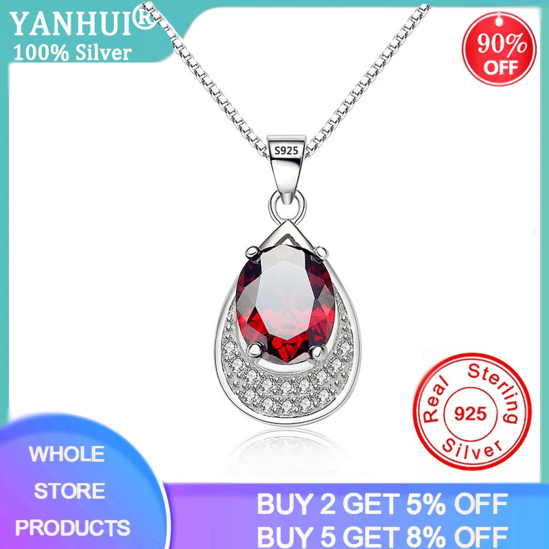 YANHUI Мода Красный Гранат подвеска колье для женщин настоящее драгоценные камни