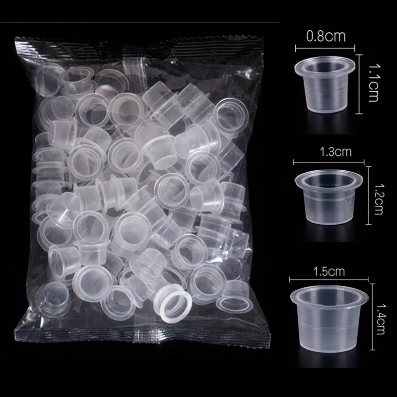 

100pcs Tattoo Ink Rings Cups S/M/L Disposable Permanent Makeup Pigment Holder Eyebrow Eyelash Extension Glue Divider Container