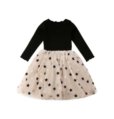 Вязаное платье-пачка с принтом в виде звезд на осень 2019 Детские Meisjes для вечерние
