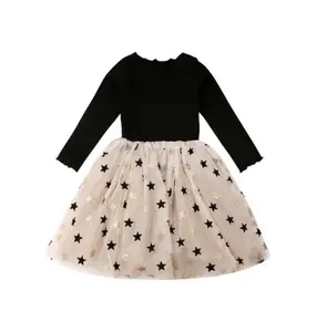 Вязаное платье-пачка, с принтом в виде звезд, на осень, 2019, Детские Meisjes, для вечерние, От 2 до 7 лет