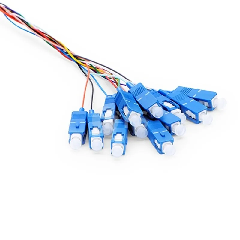 10PCS/LOT 1.5m (5ft) SC UPC 12 Fibers OS2 Single Mode Bunch PVC (OFNR) 0.9mm Fiber Optic Pigtail