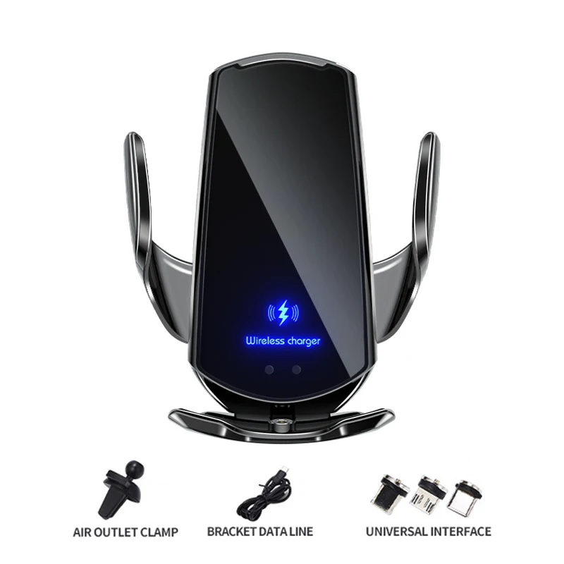 

Universal Car Wireless Charger Auto Clamping USB Infrared Sensor Phone Holder Mount IPhone 12 11 XS XR X 8 Samsung S20 S10
