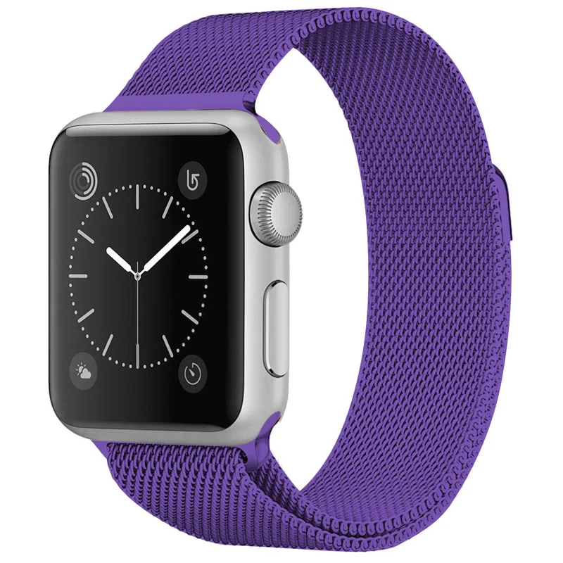 Ремешок для часов, Миланская петля, ремешок для наручных часов Apple Watch, версии 5 4 40 мм 44 мм, ремешок для наручных часов iWatch серии 1/2/3, 42 мм, 38 мм, Ремешок Браслет Нержавеющая сталь - Цвет ремешка: 18 deep purle