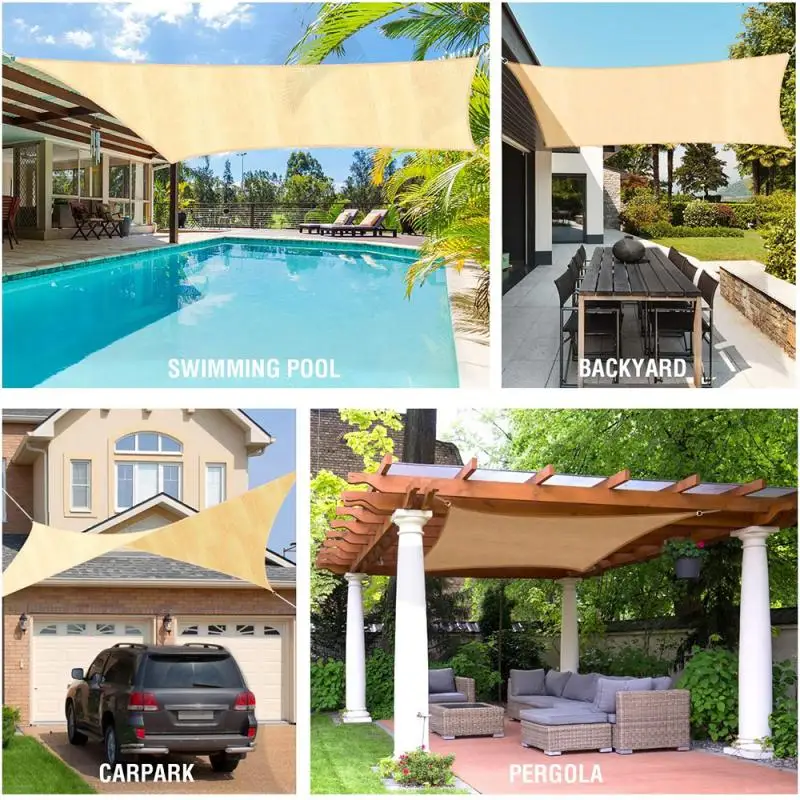 

Summer Outdoor Waterproof Anti-UV Shade Canvas Oxford Cloth Sunscreen Rain Cover Garden Courtyard Awning Sunshade HWC