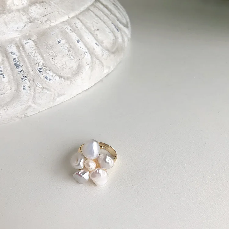 Женское Открытое кольцо с пресноводным жемчугом простое металлическое в