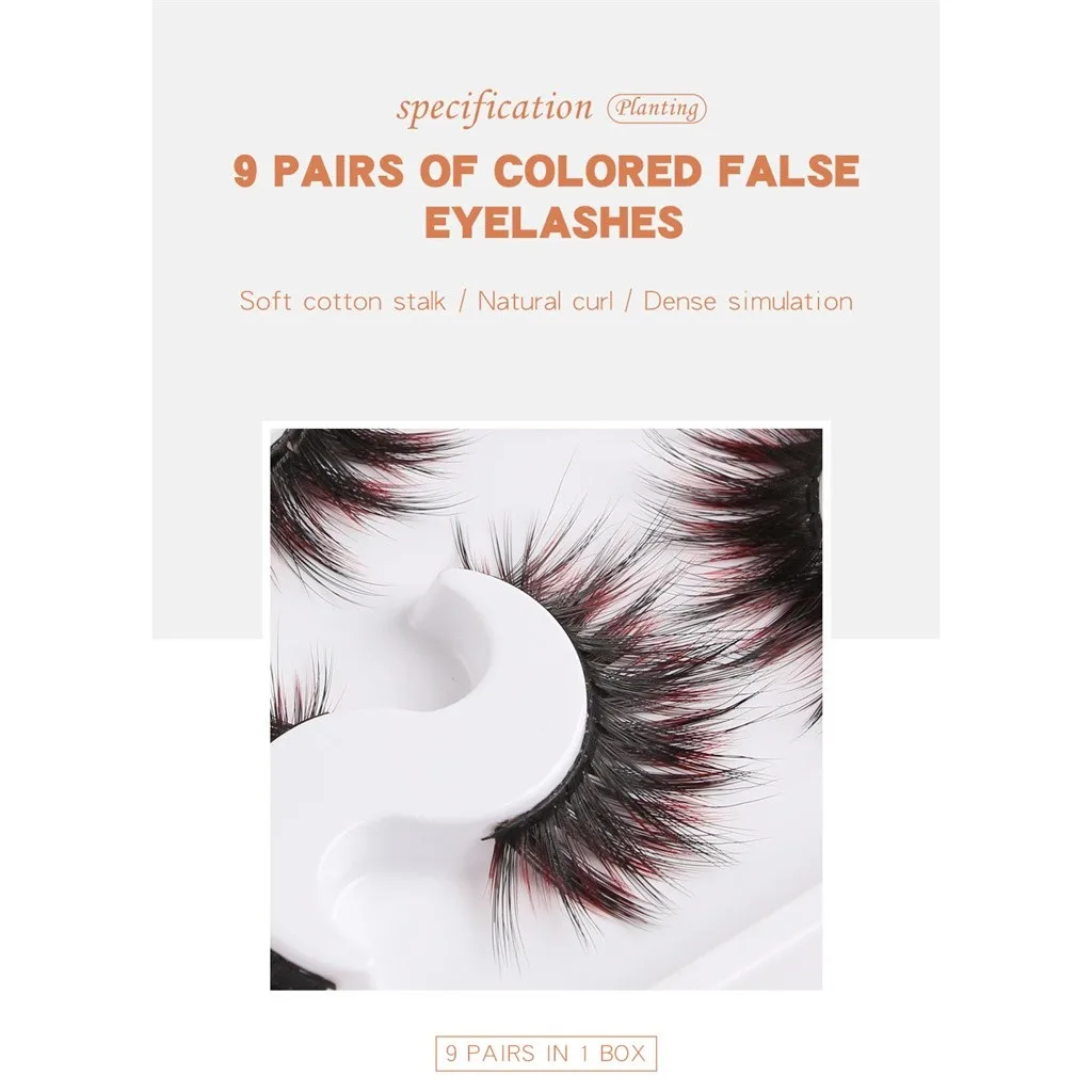 9 пар 3D норки с цветными мягкими длинными вьющимися и изогнутыми многослойными