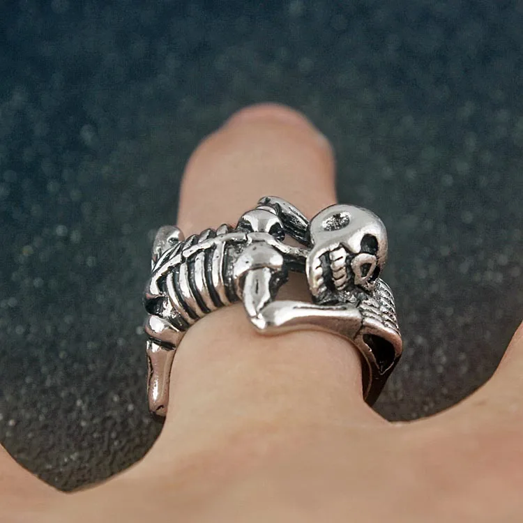 

Fashion Exaggerated Skull Ring Silver Opening Ring Men's Gothic Personality Punk Ring Accessories Halloween Party Jewelry