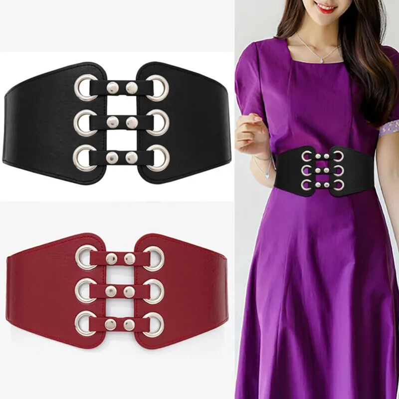 

7.3 Cmwide Ladies Elastic Waist Belt Waist Seal Rivet Metal Ring Fashion CollocationWomen Cinch Waistband Dress Coat Accessories