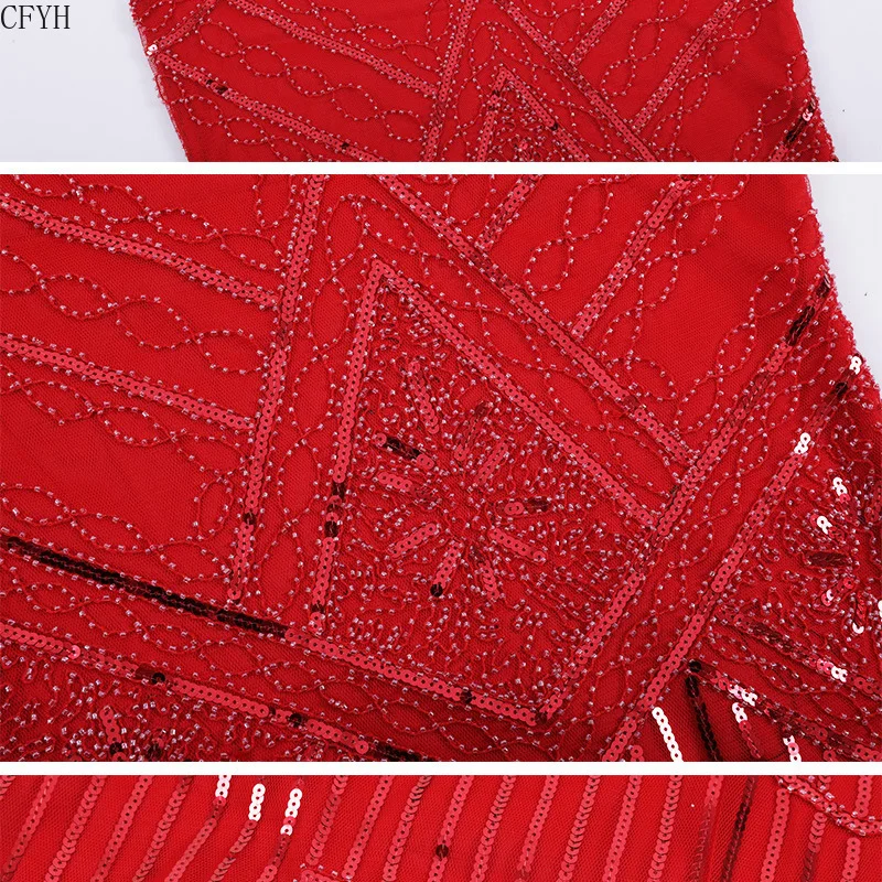 Женское винтажное платье клеш с бахромой и блестками большого размера плюс 4XL в