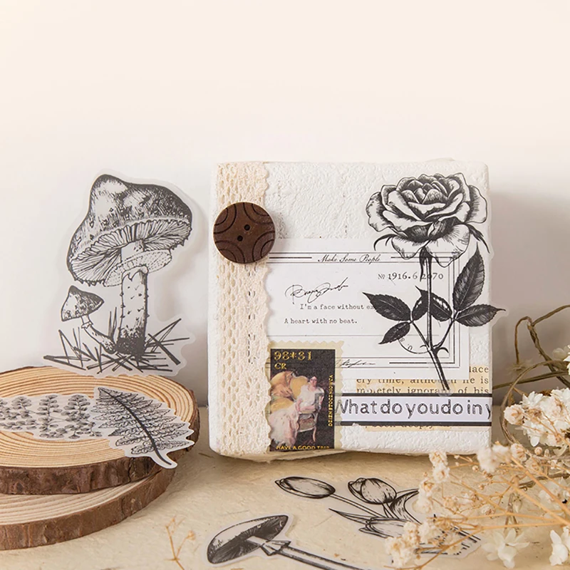 

20 шт., черно-белые винтажные наклейки из серной кислоты