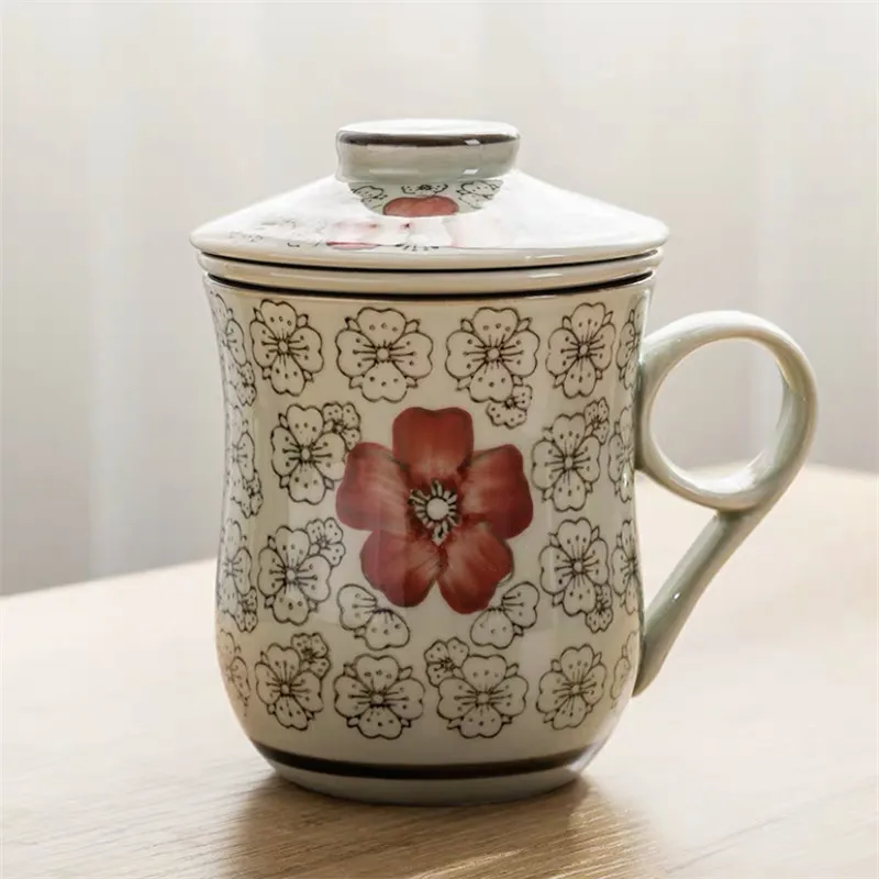 

Синяя фарфоровая чайная чашка с крышкой