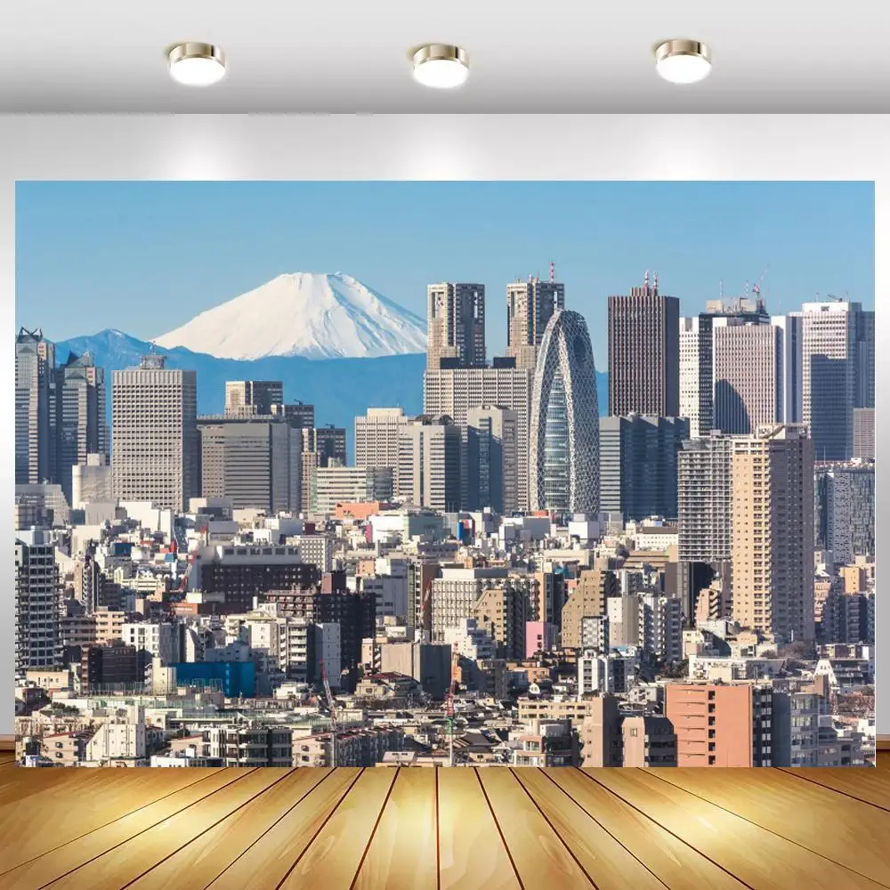 

City Buildings Overview Scenic Photography Backgrounds Mountain Top Living Room Decor Backdrops Vinyl Cover Posters