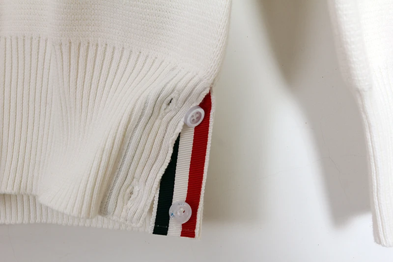 

2021 TB fashion band sweaters men v-neck long sleeve knitted pullovers striped white wool cotton sweater for male