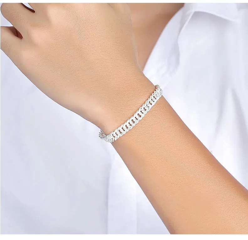 Bracelet men's fashion personality handmade whip chain S990 silver bracelet coarse jewelry wholesale