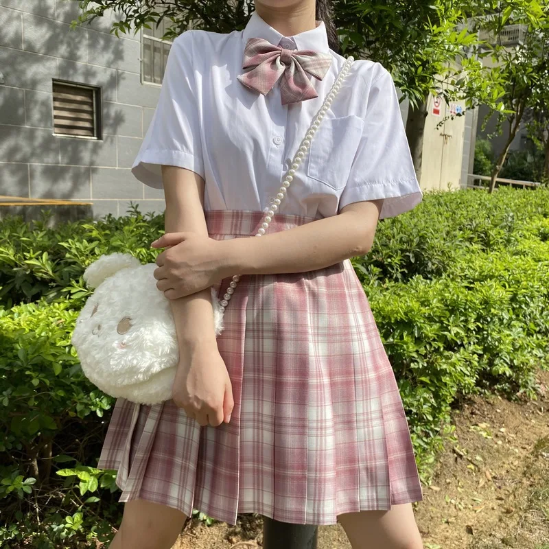 

School girl uniform Pleated Skirts japanese fashion school uniform Hight Waist A-Line Plaid Skirt Sexy JK Uniforms for Woman
