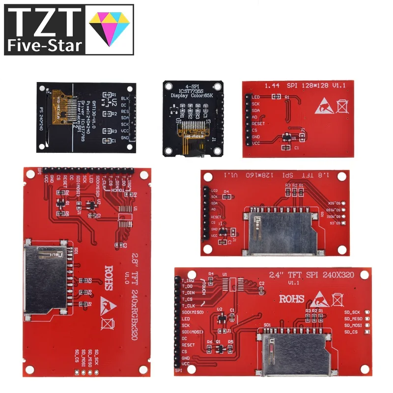 0.96/1.3/1.44/1.8/2.4/2.8/3.5 Inch TFT Color Screen LCD Display Module Not OLED Drive ST7735 ILI9341 Interface SPI for Arduino |
