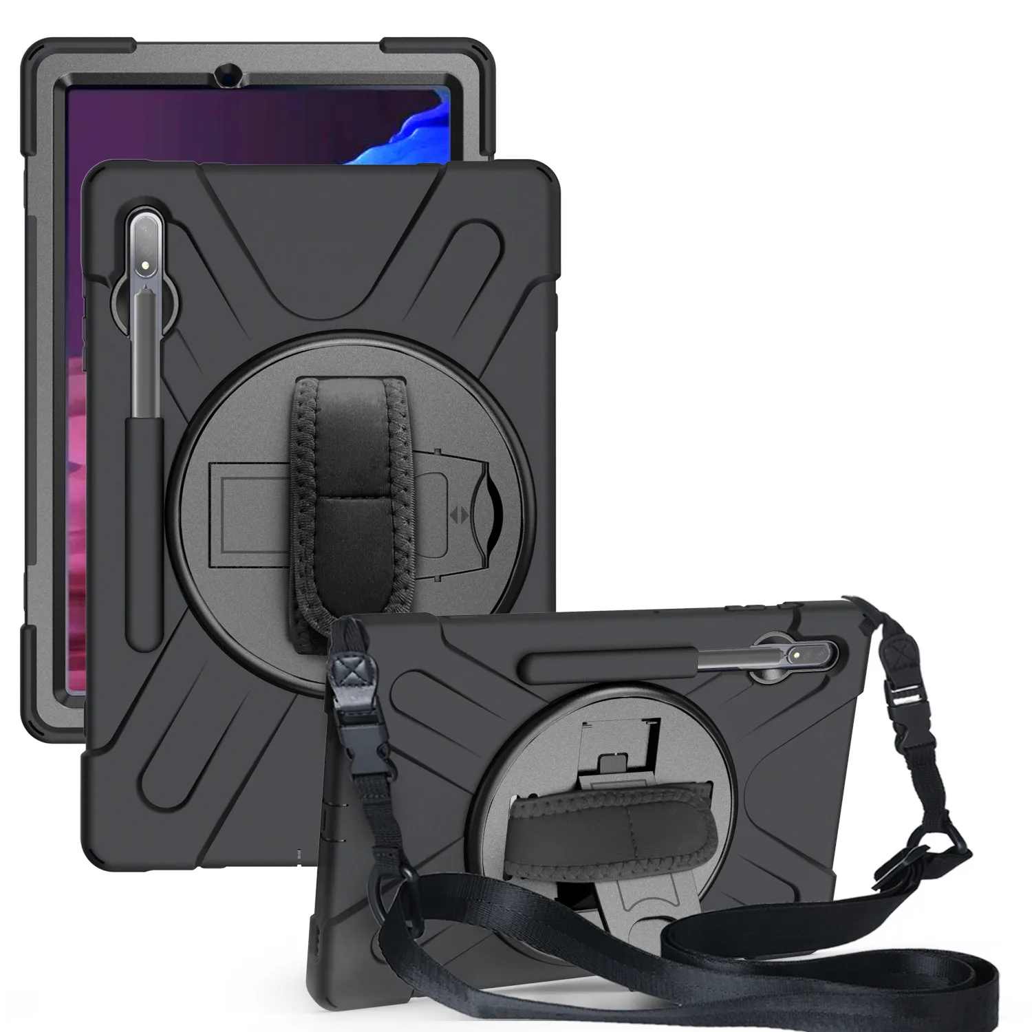

Tablet Case for Samsung Galaxy Tab S7 Plus SM-T970 SM-T975 12.4" Shockproof 360 Degree Rotating Stand Hand Shoulder Strap Cover