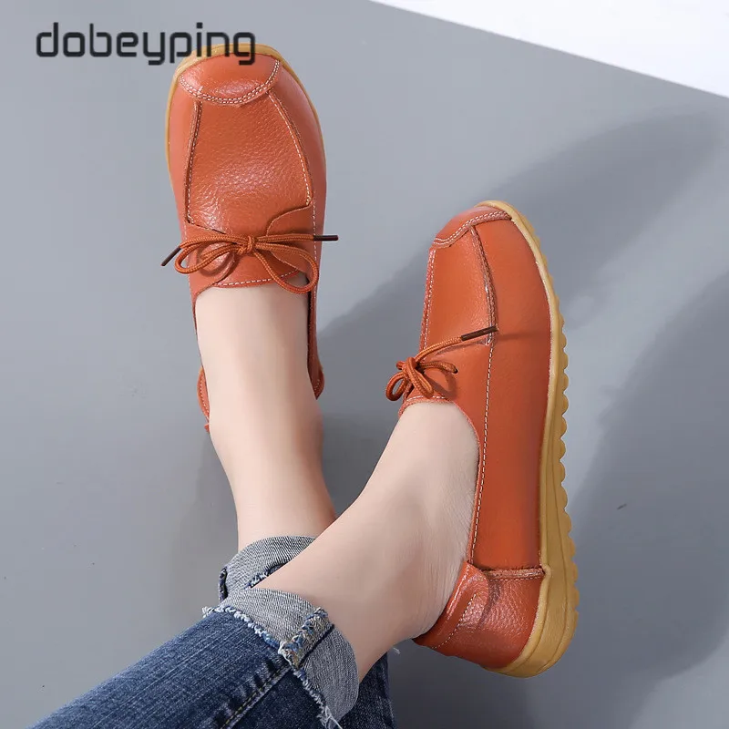 Женские лоферы из натуральной кожи Мягкие прогулочные туфли на плоской подошве