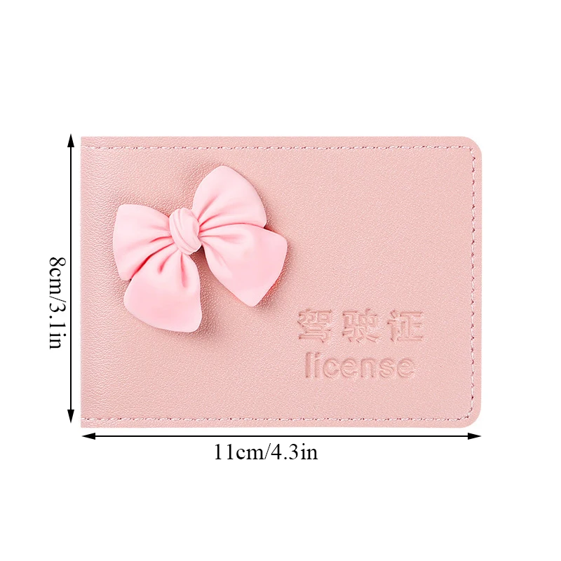 

Fashion PU Card Holder Bowknot Protective Cover Leather Case Driver's License Protective Cover ID Bag Creative Card Package