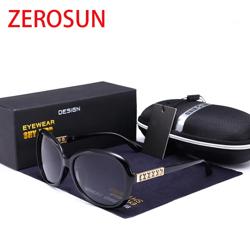 Zerosun поляризационные солнцезащитные очки женские стразы для женщин модные