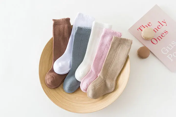 

0-7Y NEWborn Baby Girl Knee High Socks, Soft Warm Hollow Out Tube Stockings for Infants Toddlers Kids Smooth Sewing