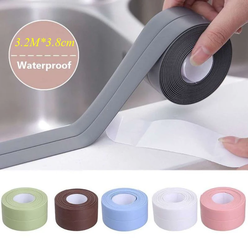 

Wall Corner Sealing Adhesive Tape PVC Waterproof Self Adhesive Tile Crack Sink Edge Repair Tape Kitchen Crevice Strip 3.2M*3.8CM