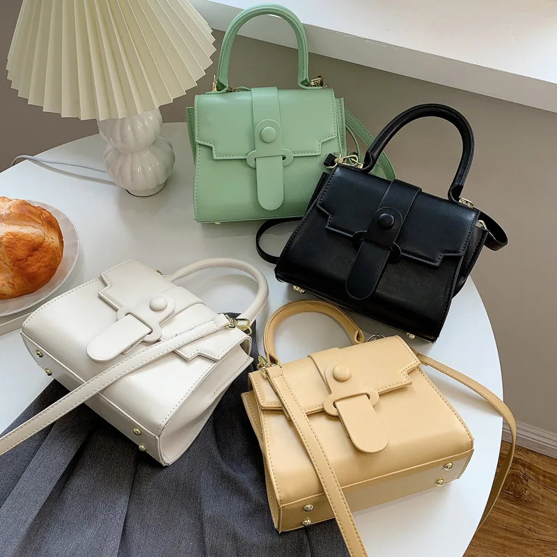 

High Quality Ladies Pure Color Handbag 2021 New Fashion Net Red Messenger Bag Korean Version of The Trend Small Square Bag