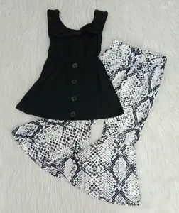 Summer suit children's clothing girl jacket pure cotton black comfortable pants milk silk flared pants snake skin Summer suit children's clothing girl jacket pure cotton black comfortable pants milk silk flared pants snake skin