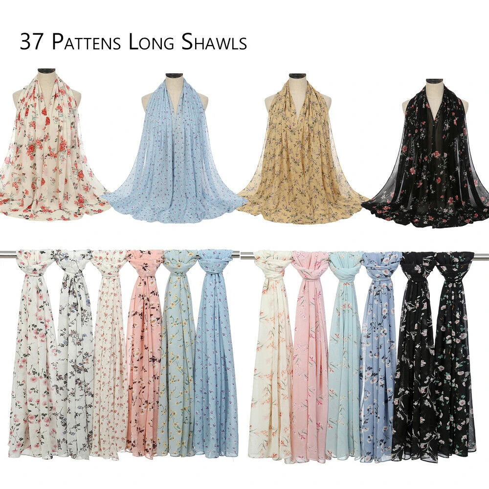 

New Arrival Women's Floral Printed Chiffon Scarf Hijab Shawls Muslim Headscarf