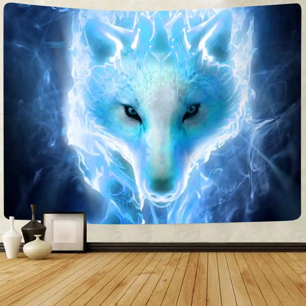 

Simsant Ice and fire Wolf Tapestry Animal Game Wall Hanging Tapestries for Living Room Bedroom Home Blanket Beach Towel Decor