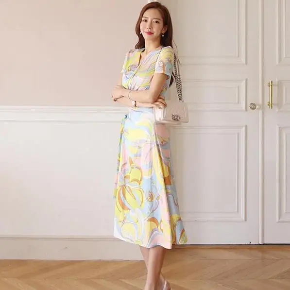 2019 летнее платье с принтом конфет роскошное цветочное ДРАПИРОВАННОЕ милое