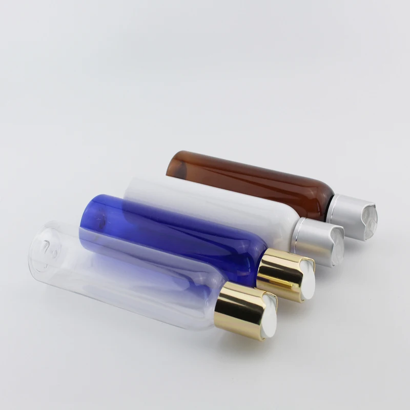 

150ml X 12 Plastic Gold Silver Disc Cap Bottles For Hand Soap Shampoo Empty Refillable PET Container For Cosmetics Travel Bottle