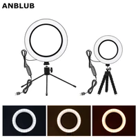 anblub photography dimmable usb led selfie ring light 3500 5500k makeup photo studio lamp youtube video live with tripod stand