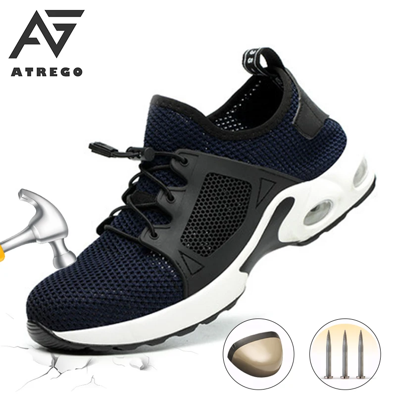 AtreGo Мужская Нескользящая дышащая рабочая обувь со стальным носком легкая модная