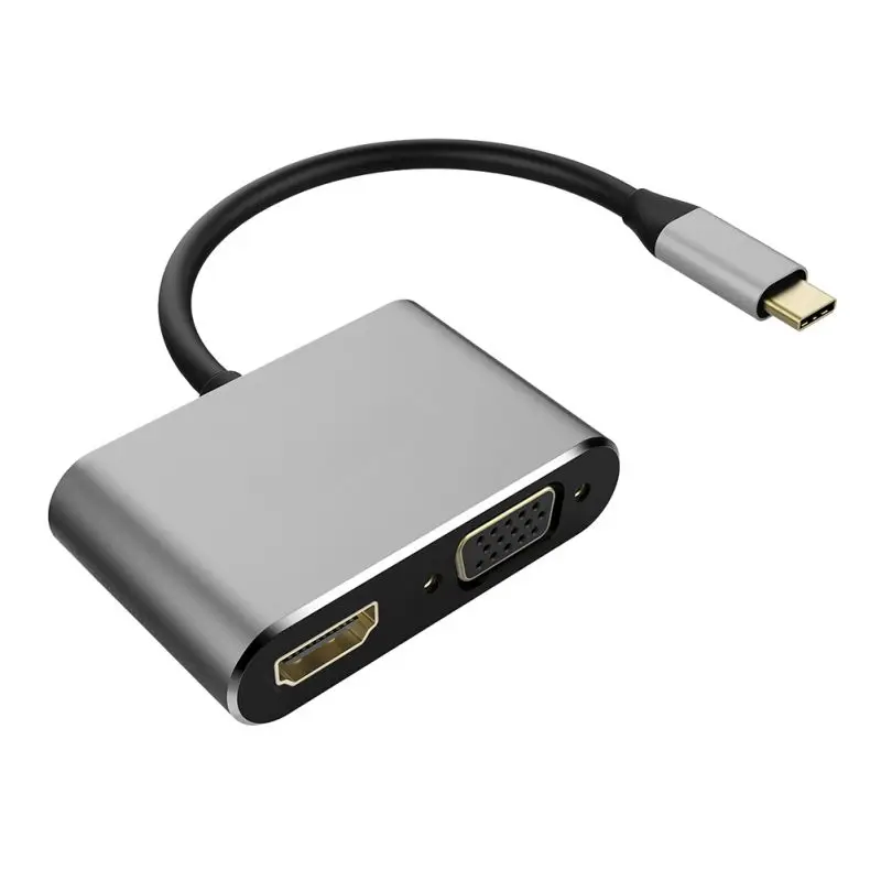 Алюминиевый сплав USB3.1 два в одном совместимый Type-c к HDMI VGA адаптер высокого