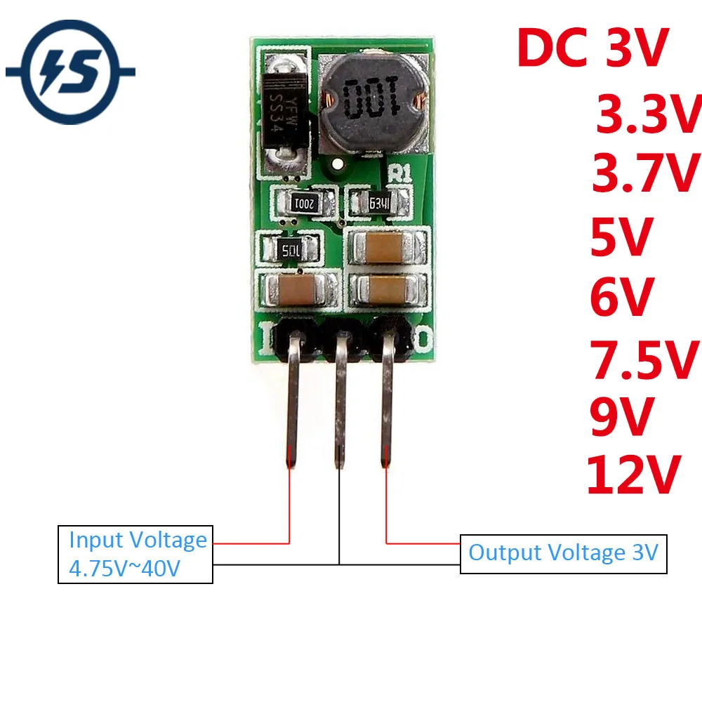 

DC to DC Step Down Module 1A 6.5-40V to 3V 3.3V 3.7V 5V 6V 7.5V 9V 12V Buck Converter With Solder Header