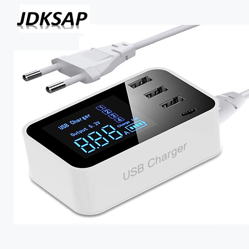 

Quick Charge Type C USB Charger HUB Led Display Wall Charger Fast Mobile Phone Charger For iPhone Samsung USB Adapter EU US Plug