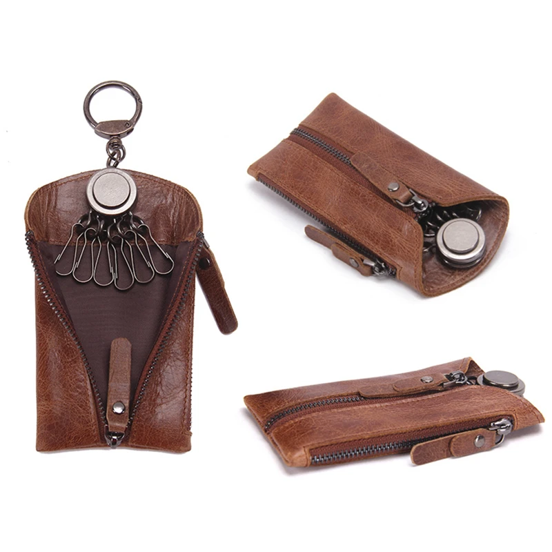 Мужской складной брелок для ключей из натуральной кожи 3 цвета|Футляр