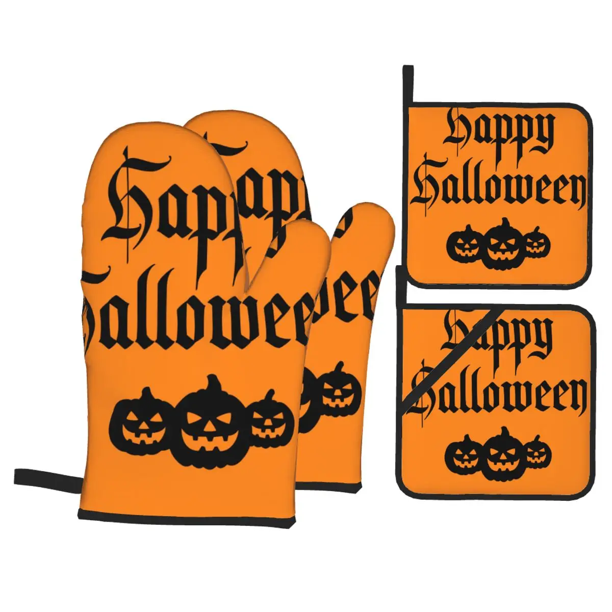 

4 шт., кухонные перчатки с текстом на Хэллоуин