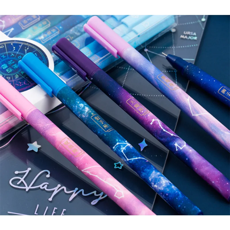 Гелевая ручка с 12 созвездиями со звездами черная 0 5 полной иглой милая креативная
