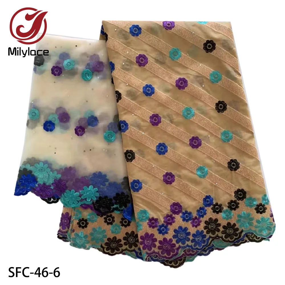 

New Swiss Voile Lace Fabric 100% Cotton Lace Embroidered Fabric 5 Yards Match French Tulle Lace 2 Yards for Party SFC-46