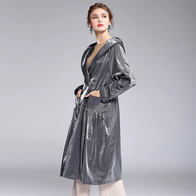 Тренч Женская одежда 2020 корейский модный с капюшоном для женщин весенне-осеннее