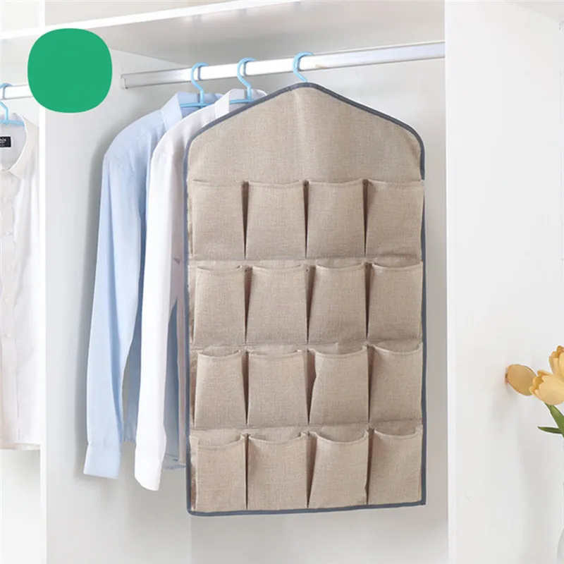 Льняная ткань 18 + 8 многокарманная двусторонняя сумка для хранения подвесная