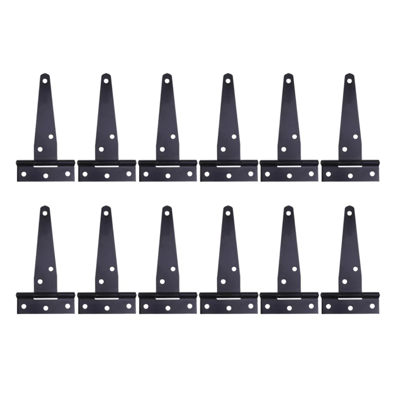 

Hot 12Pcs 4Inches T Shaped Door Hinges Shed Hinge Gate Strap Hinge Door Gates Hinges (Black)