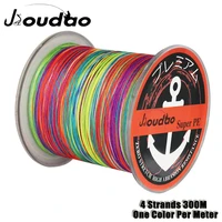 jioudao 4 strands 300m braided fishing line one color per meter multicolor pe wire 10lb 100lb japan multifilament fishing line