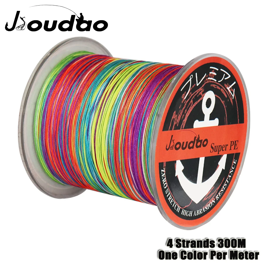 Jioudao 4 нити 300 м плетеная рыболовная леска из ПЭ Один Цвет на метр мульти PE провод