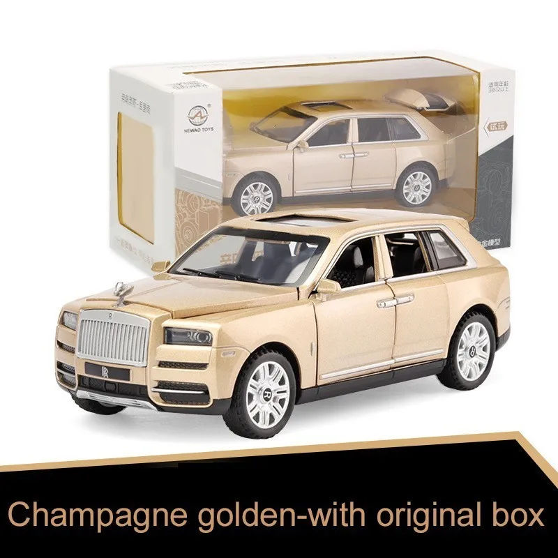 1/32 Rolls Royce Cullinan Diecasts модели игрушечных автомобилей со звуком и светильник 6 дверей можно открыть Oyuncak модель подарки для детей - Цвет: Golden with box