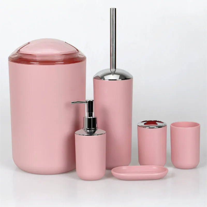 bathroom accessories sets salle de bain monochrome soap dispenser toilet brush dustbin tumbler toothbrush cup dish solid color free global shipping